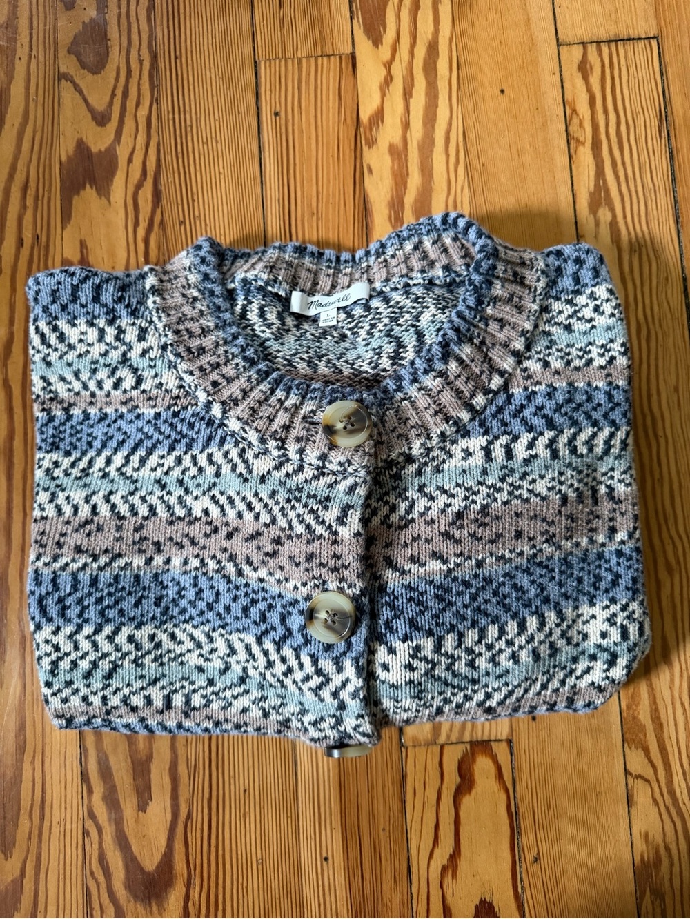 Madewell Button Front Cardigan Sweater Chunky Knit Multicolor Size L